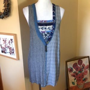 SURYA Size Large Ladies Top Art To Wear Mixed Media Tunic Lagenlook Beaded Craft